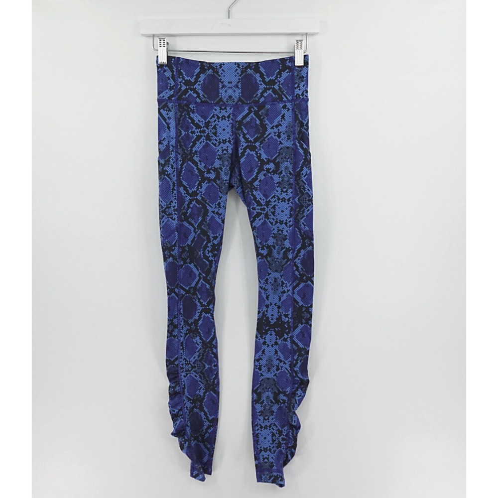 Lululemon Speed Tight‎ IV Womens 2 Blue Mini Ziggy Snake Full-On Athleisure